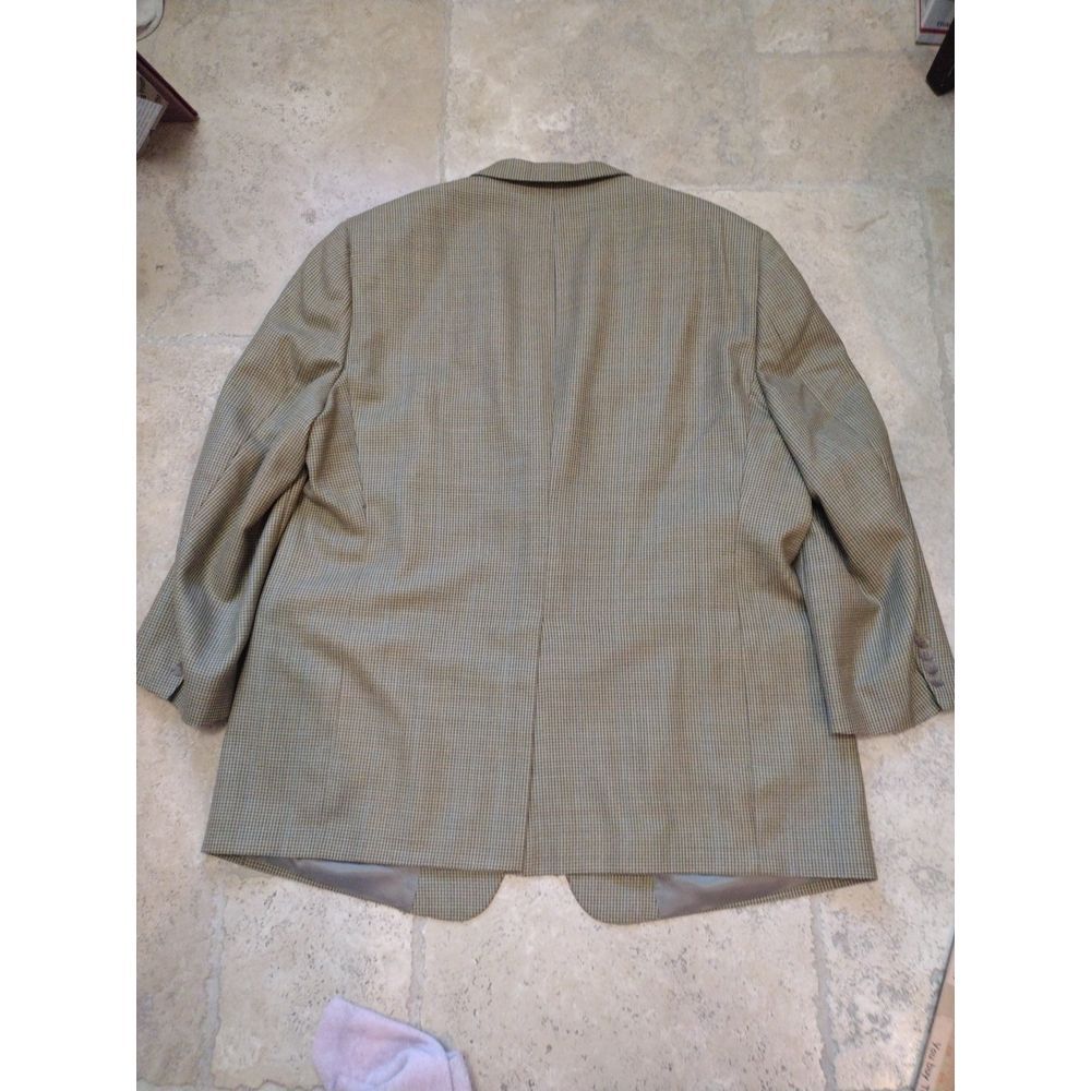 Hart Schaffner Marx Mens 48R Modern Blazer Jacket Coat Olive Plaid Check‎ Wool - Picture 9 of 10